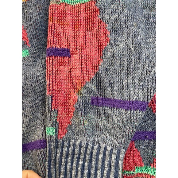 Vintage COLORE Italy Abstract Knit Sweater XL 90s Art Pattern Made in Italy - Picture 6 of 9